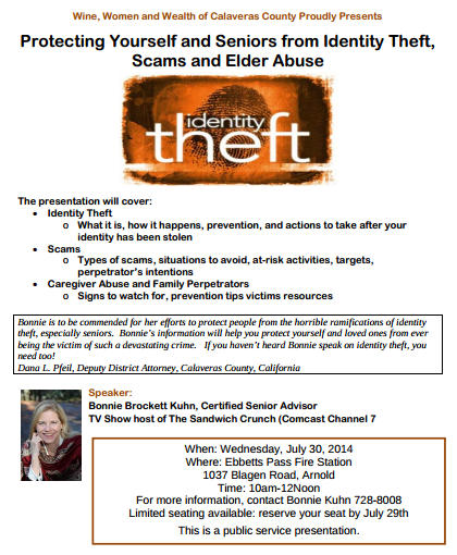 Protecting Yourself and Seniors from Identity Theft, Scams and Elder Abuse