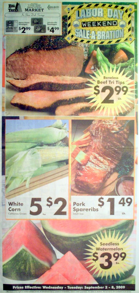 Big Trees Market Weekly Ad for September 2-8, 2009