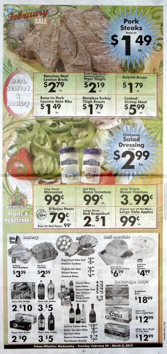 Big Trees Market Weekly Ad for February 24 - March 2, 2010