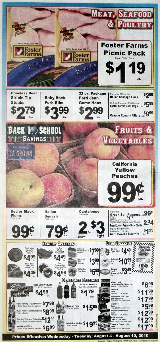 Big Trees Market Weekly Ad for August 4  - August 10, 2010