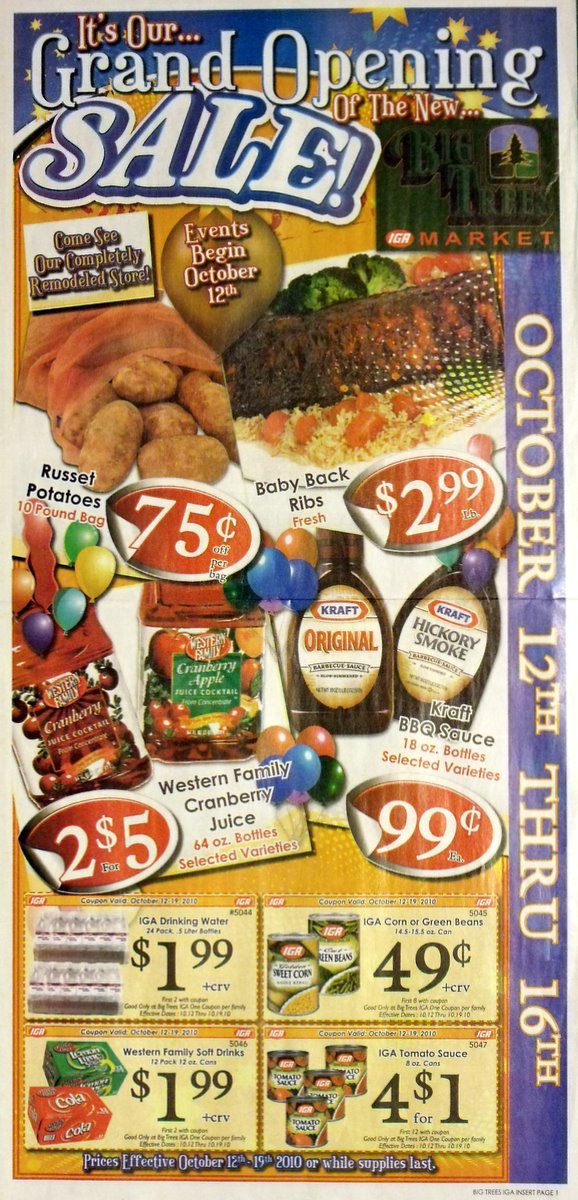 Big Trees Market Weekly Ad for October 12 - 19, 2010