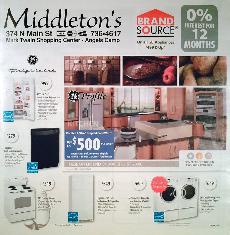 Middleton's March Great GE & Frigidaire Brand Source Ad