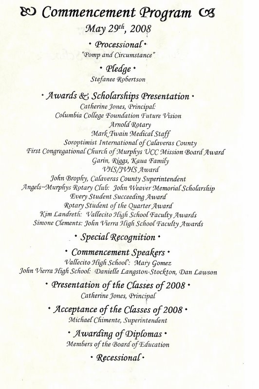 John  Vierra & Vallecito High Schools Graduation 2008