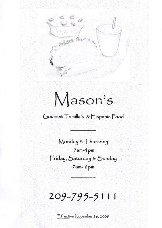 Masons Gourmet Tortillas & Hispanic Food Menu