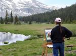 Painting class in Tuolumne Meadows lead by celebrated artist, Moira Donahue. Credit Aline Allen